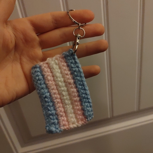 Trans Flag Keyring Charm - Picture 1 of 1